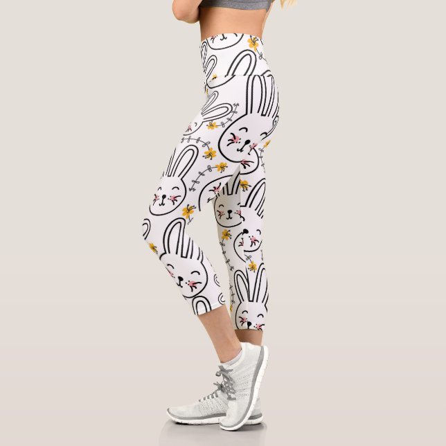 Kaninchenmuster Capri Leggings (Links)