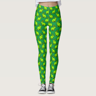 Kaninchenmuster - Schwarz, Chartreus und Kelly Gre Leggings