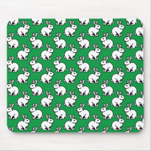 Kaninchenmuster - Schwarz und Weiß mit Kelly Green Mousepad
