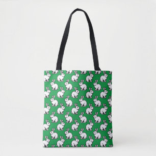 Kaninchenmuster - Schwarz und Weiß mit Kelly Green Tasche