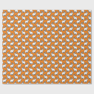 Kaninchenmuster - Schwarz und Weiß mit Orange Geschenkpapier