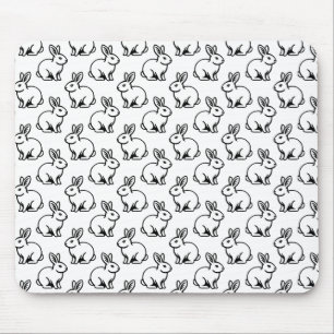 Kaninchenmuster - Schwarz und Weiß Mousepad