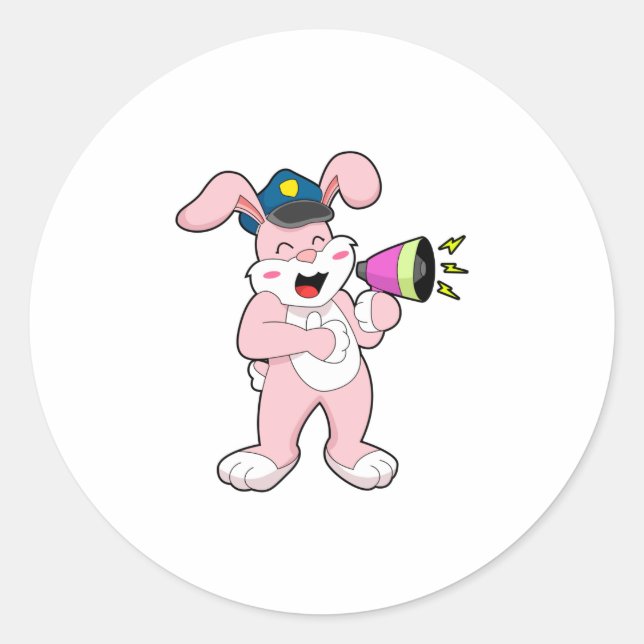 Kaninchenpolizei Mikrofon Runder Aufkleber (Vorderseite)