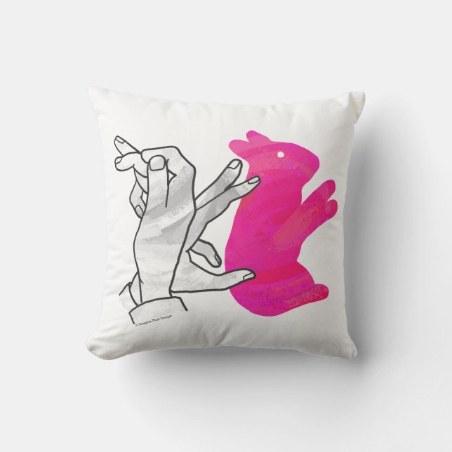 Kaninchenrosa der Hand Silhouette Kissen (Vorderseite)