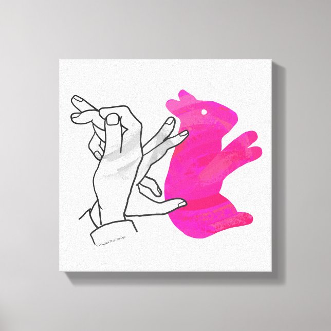 Kaninchenrosa der Hand Silhouette Leinwanddruck (Vorderseite)
