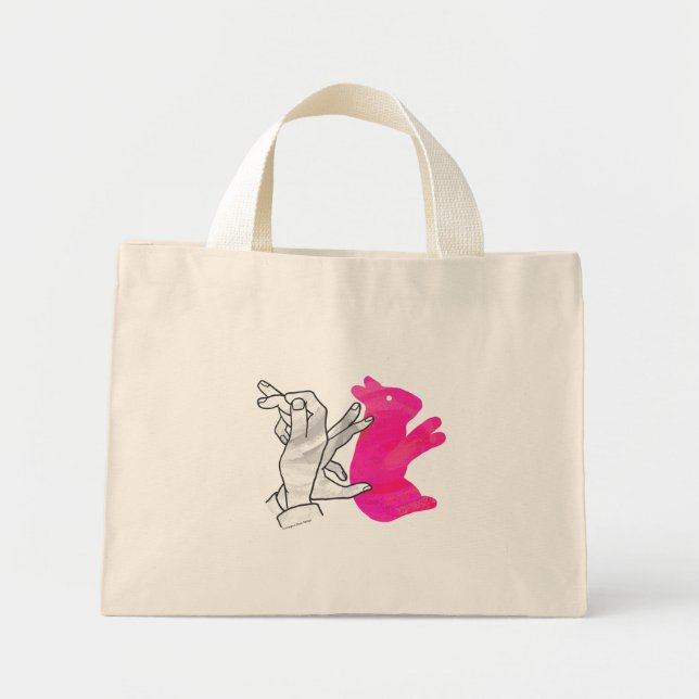 Kaninchenrosa der Hand Silhouette Mini Stoffbeutel (Vorne)