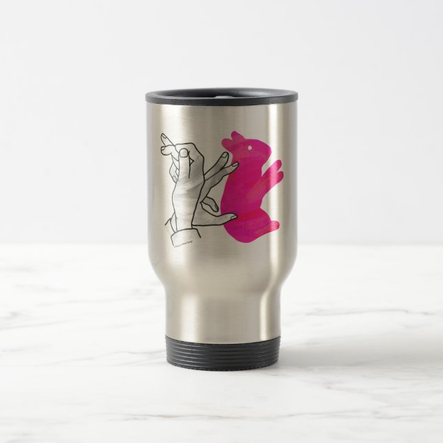 Kaninchenrosa der Hand Silhouette Reisebecher (Mittel)