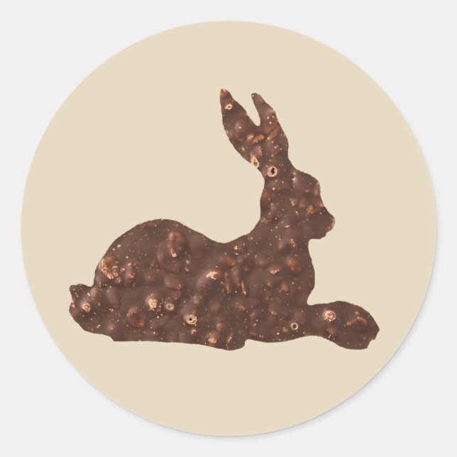 Kaninchenrundkleber mit Braunschokolade, Ostern Runder Aufkleber (Vorderseite)