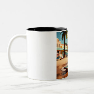 Kaninchenwalze Skaten am Strand Zweifarbige Tasse
