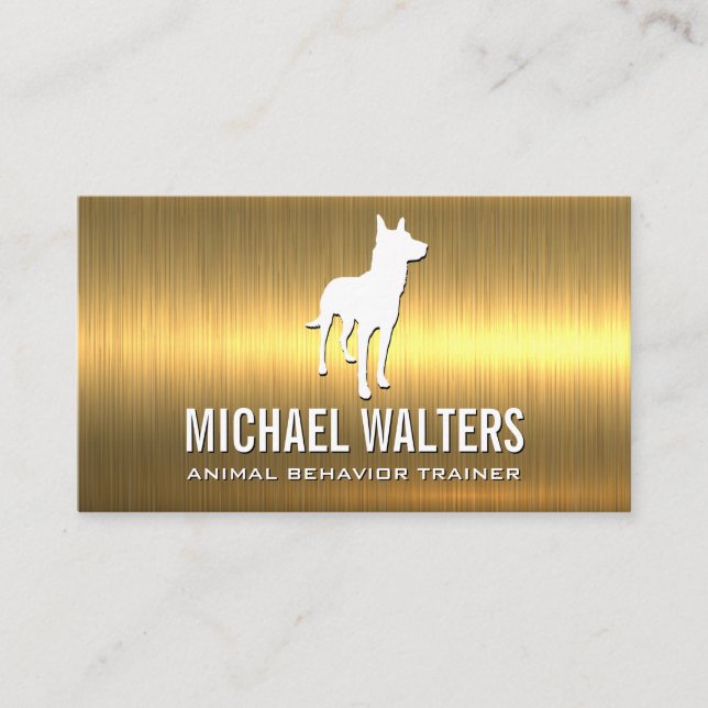 Kanine-Dog-Logo | Gold Metallic Visitenkarte (Vorderseite)
