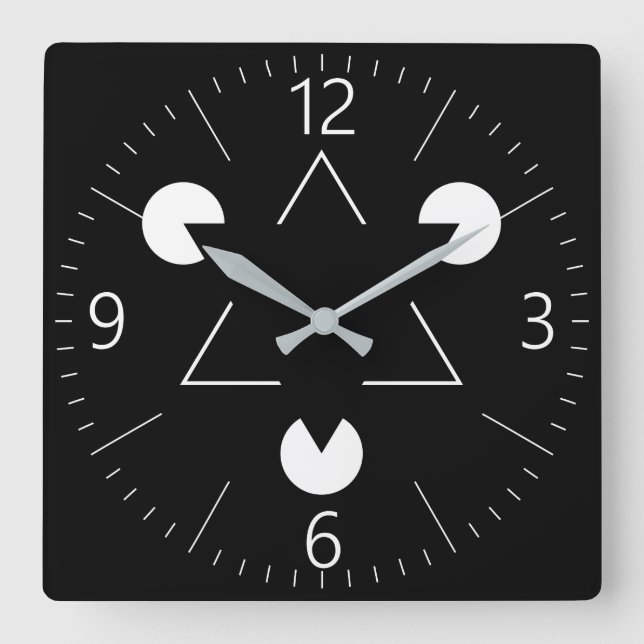 Kanizsa-Dreieck Quadratische Wanduhr (Vorderseite)