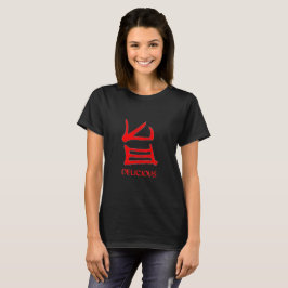 Kanji Delicious Red Women Black T - Shirt