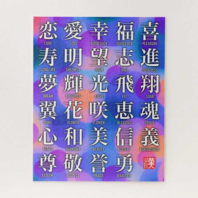 Kanji des Glücks und der Harmonie (Vertikal)