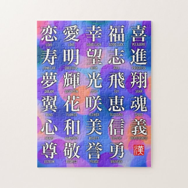Kanji des Glücks und der Harmonie (Vertikal)