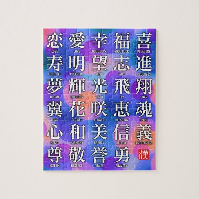 Kanji des Glücks und der Harmonie (Vertikal)