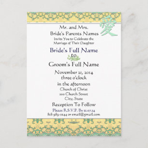 Kanji für Liebe auf Goldhochzeit Einladung
