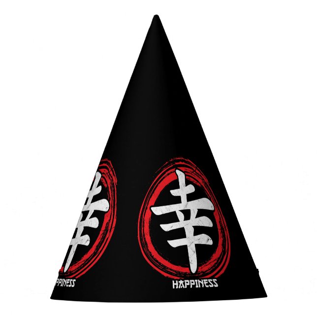 Kanji Glück Japanisch Symbol Kunstsprache Wort Partyhütchen (Vorderseite)