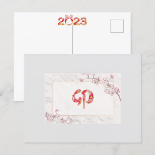 Kanji Kirschblüten Neujahr 2023 Postkarte