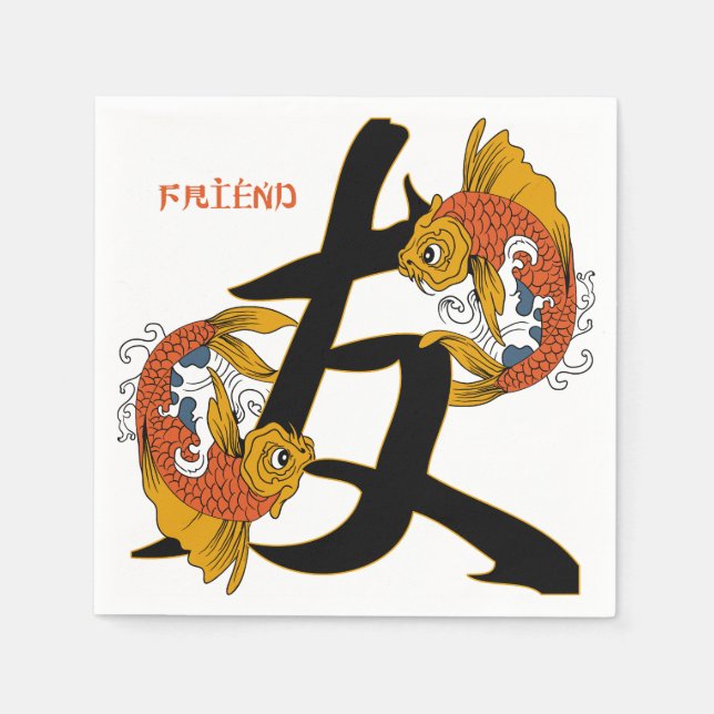 Kanji Koi Fish Friend Serviette (Vorderseite)