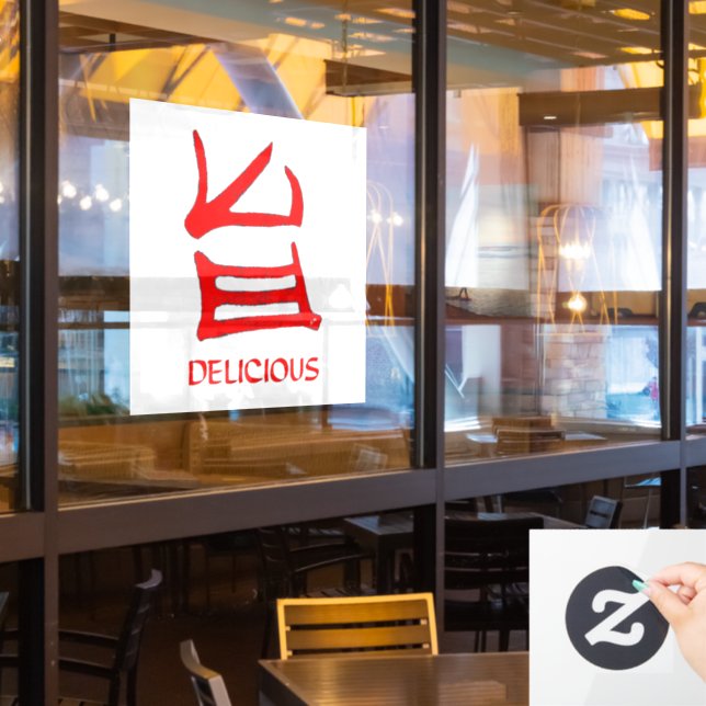 Kanji Köstliche rote Fensterklammern Fensteraufkleber (Restaurantfenster)