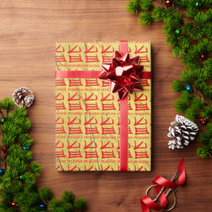 Kanji Leckeres Rotglanz-Gold-Vein-Verpackungspapie Geschenkpapier