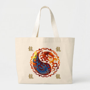 KANJI-Symbol für DRAGON Yin & Yang Asian Art Bags Jumbo Stoffbeutel