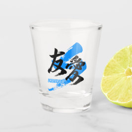 Kanji Yuai/Friendship Japanese Calligraphy Schnapsglas