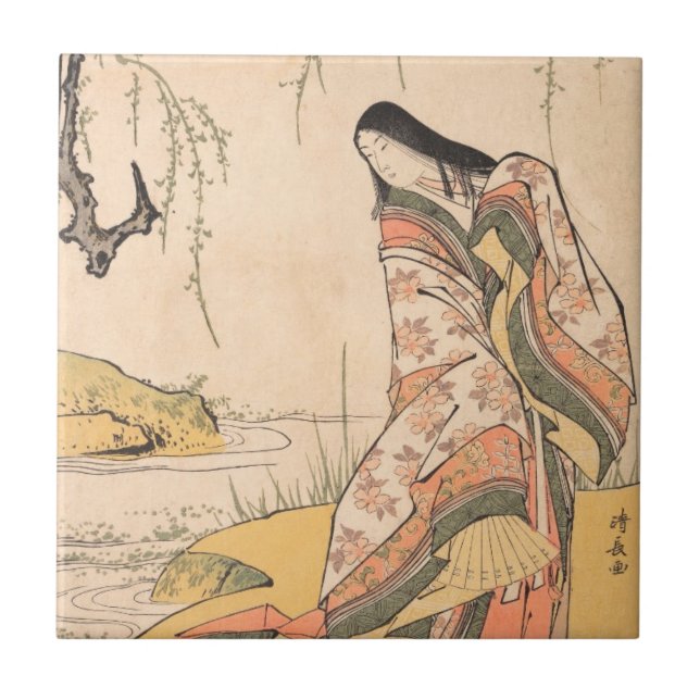 Kanjo eine Japanerschönheit Gerichts-Dame Torii Fliese (Vorderseite)