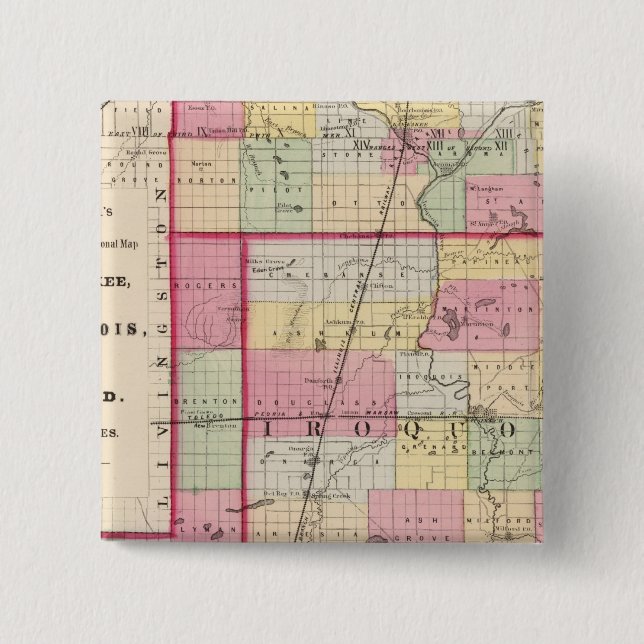 Kankakee, Iroquois, Ford Landkreise Button (Vorderseite)