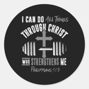 Kann alle Dinge Christlich Jesus Bodybuilding Wei Runder Aufkleber