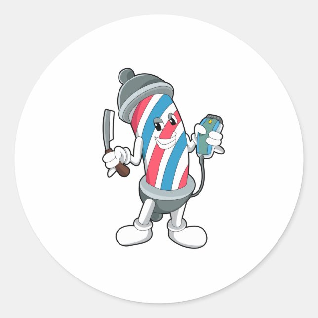 Kann als Friseur mit Razor Runder Aufkleber (Vorderseite)