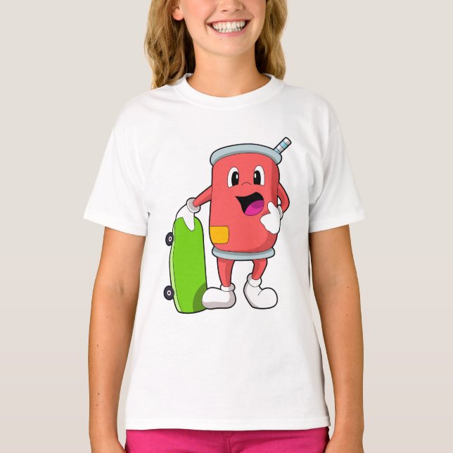 Kann als Skater mit Skateboard T-Shirt (Vorderseite)