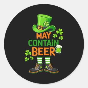 Kann Bier enthalten lustiger St. Patrick's Day Hum Runder Aufkleber
