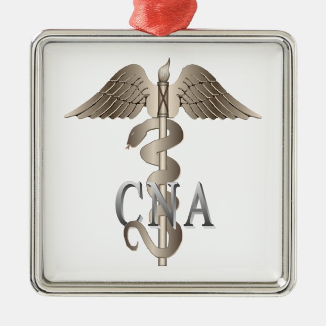 KANN Caduceus Silbernes Ornament (Vorne)