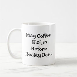 "Kann der Kaffee schon vor der Realität ankommen? Kaffeetasse