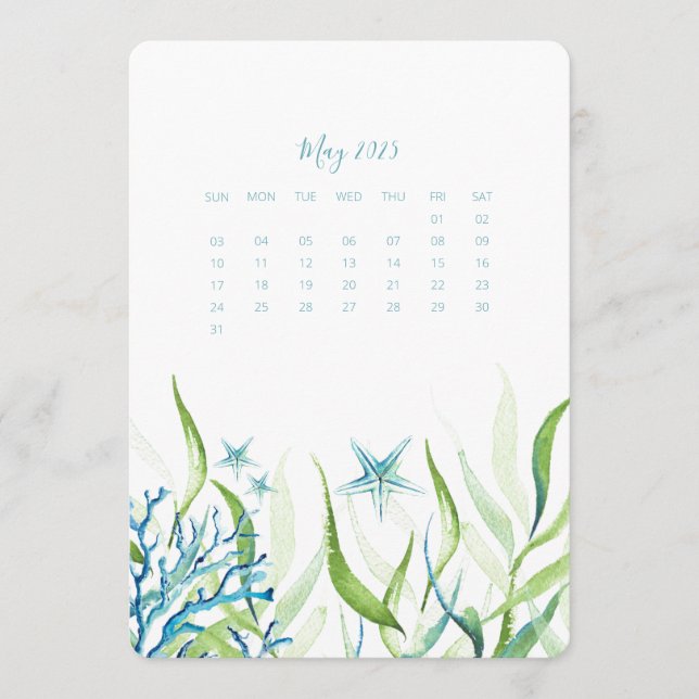 Kann einen Alleinkalender unter dem Meer halten Menükarte (Vorderseite)