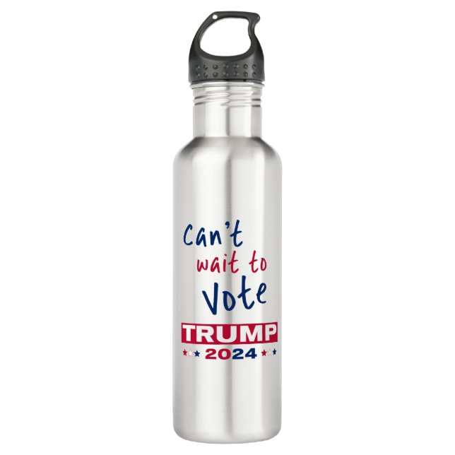 Kann es nicht warten, TRUMP 2024 zu wählen Edelstahlflasche (Vorderseite)