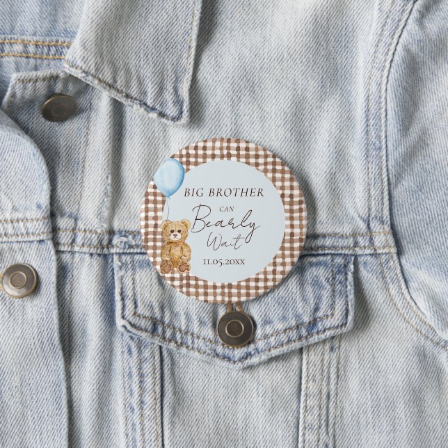 Kann frühzeitig abwarten Baby Dusche Big Brother Button (Beispiel)