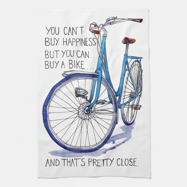 Kann Glück, blaues Fahrrad nicht kaufen Geschirrtuch (Vertikal)