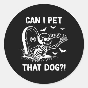 Kann ich das Halloween-Skelett des Hundes pflücken Runder Aufkleber