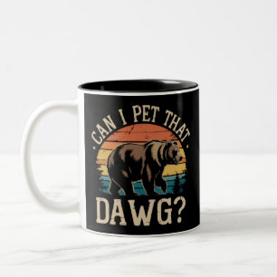 Kann ich diesen Dawg-Bären streicheln Meme Camping Zweifarbige Tasse