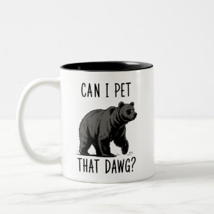 Kann ich diesen Hund streicheln? Bär Meme Lustiger Zweifarbige Tasse