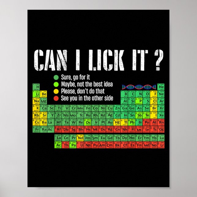 Kann ich es ablecken Periodensystem Lustiger Wisse Poster (Vorne)