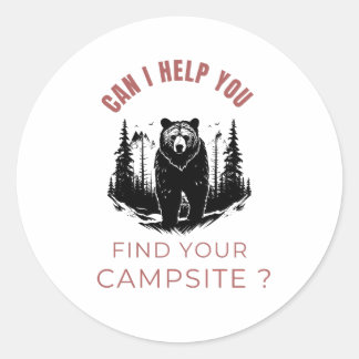 Kann ich Ihnen helfen, Ihren Campingplatz zu finde Runder Aufkleber