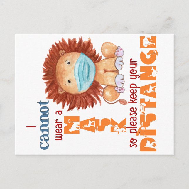 Kann keine Maske tragen - Löwe Postkarte (Vorderseite)