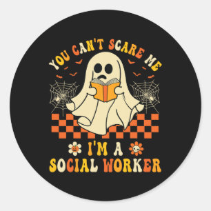 Kann mich nicht als Sozialarbeiter zu Halloween an Runder Aufkleber