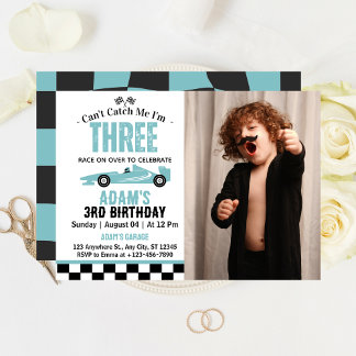 Kann mir kein Rennwagen Junge 3. Geburtstag Party  Einladung