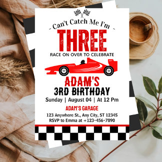 Kann mir kein Rennwagen Junge 3. Geburtstag Party Einladung