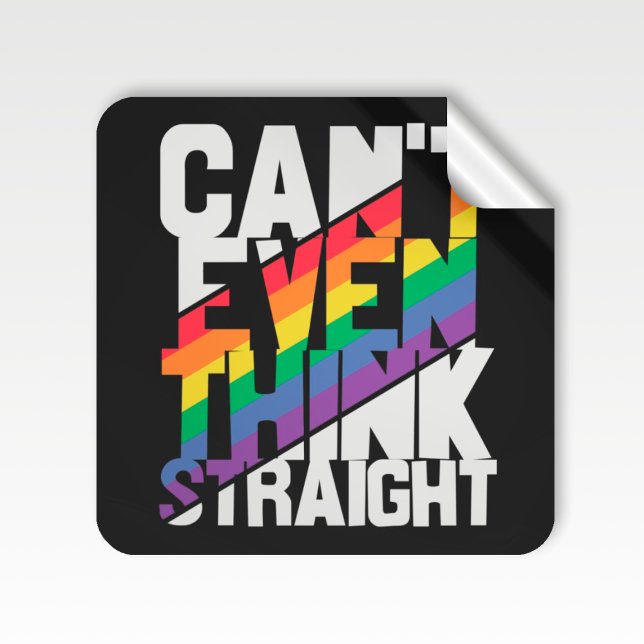 Kann nicht einmal denken, gerade LGBTQ Stolz Regen Quadratischer Aufkleber (Von Creator hochgeladen)