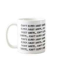 Kann nicht schlafen, muss Kaffee-Tasse schreiben